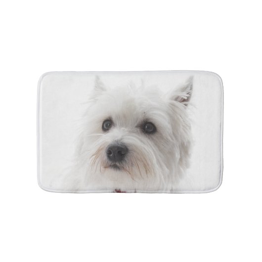Westie犬ペット睡眠の敷物または食糧マットの家の装飾 バスマット (正面)