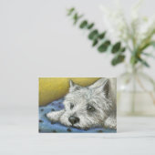 Westie空想にふけるACEOのプリント 名刺 (スタンド正面)