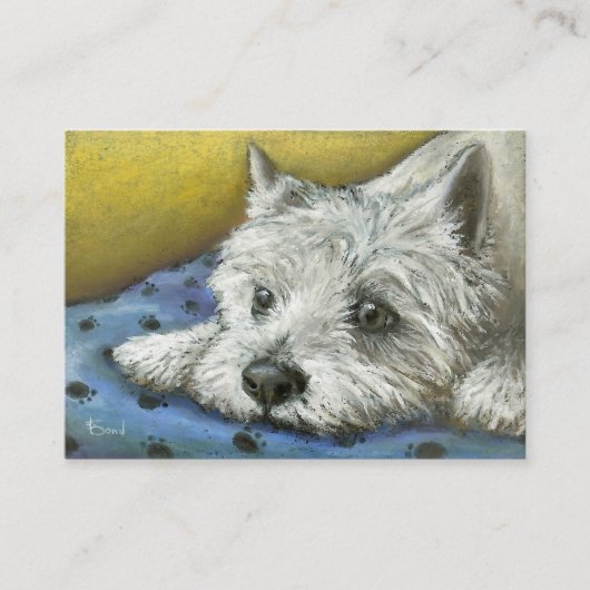 Westie空想にふけるACEOのプリント 名刺 (正面)