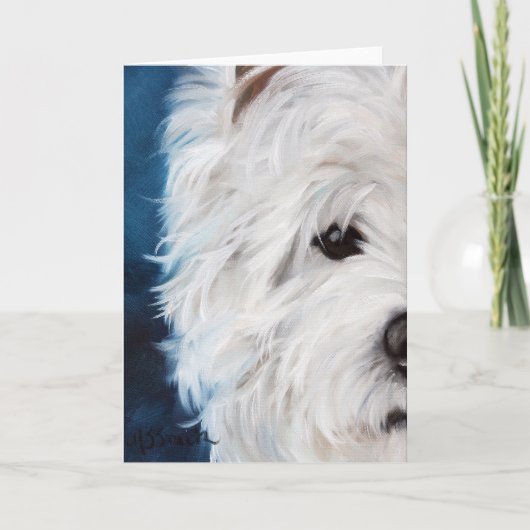 Westie西の高地テリアの目は会います カード (正面)