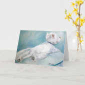 Westie西の高地テリア犬の心地よい地帯カード カード (黄色い花)