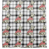 westie西の高地犬のタータンチェックのシャワー・カーテン シャワーカーテン (正面)