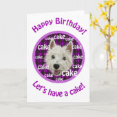 Westie、ハッピーバースデーに、ケーキがあろう! カード (黄色い花)