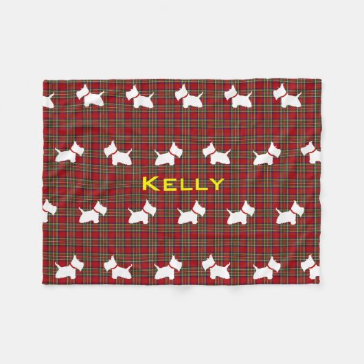 Westie フリースブランケット (正面(横))