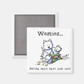 Westie Addict Square White Magnet マグネット (正面/裏面)