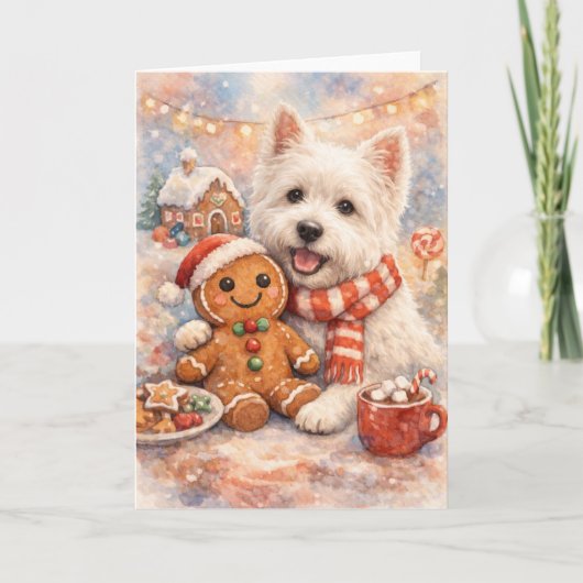 Westie and Gingerbread Man Card シーズンカード (正面)