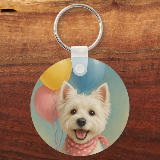 Westie Birthday キーホルダー (正面)