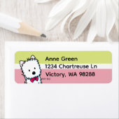 Westie Bowtie Muted Chartreuse and Cranberry  ラベル (インサイチュ)