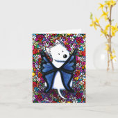 Westie Butterfly and Flowers Blank Note Card カード (黄色い花)