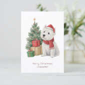 Westie Cheeky Dog Cute Christmas Card Personalise (スタンド正面)