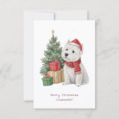 Westie Cheeky Dog Cute Christmas Card Personalise (正面)