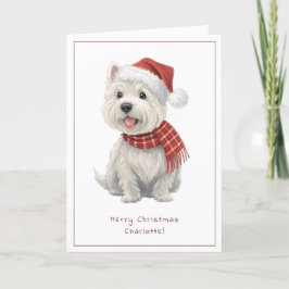 Westie Cheeky Dog Cute Christmas Card Personalise シーズンカード