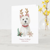 Westie Cheeky Dog Cute Christmas Greeting Card カード (黄色い花)