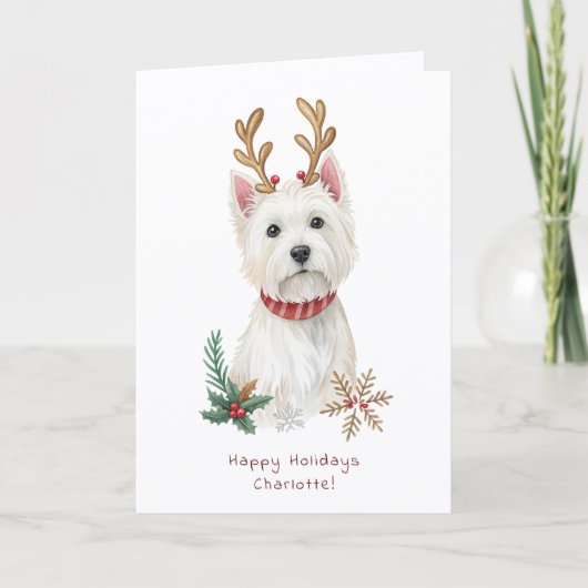 Westie Cheeky Dog Cute Christmas Greeting Card カード (正面)