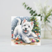 Westie Christmas Ornaments Playful シーズンカード (スタンド正面)