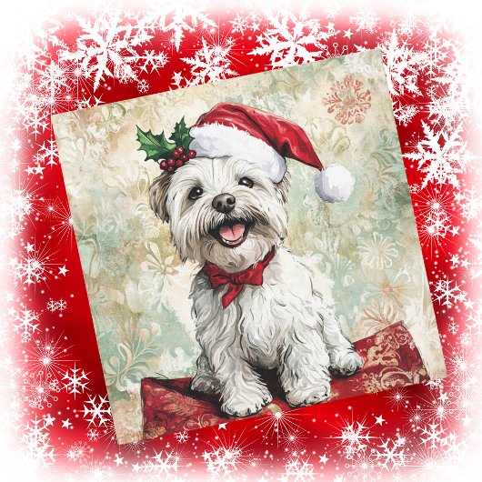Westie Christmas Santa Hat シーズンカード