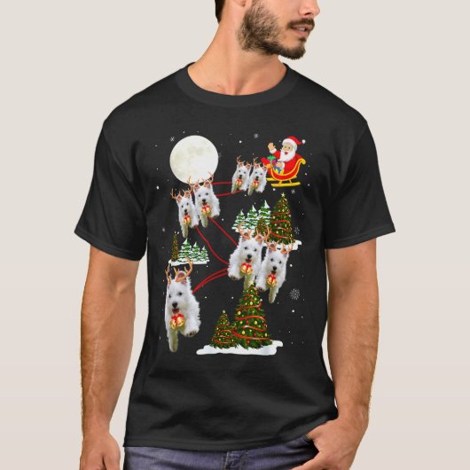 Westie Christmas Tree Westie Santa Hat Lights Xmas Tシャツ (正面)