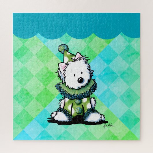 Westie Circus Clown Art ジグソーパズル (縦)