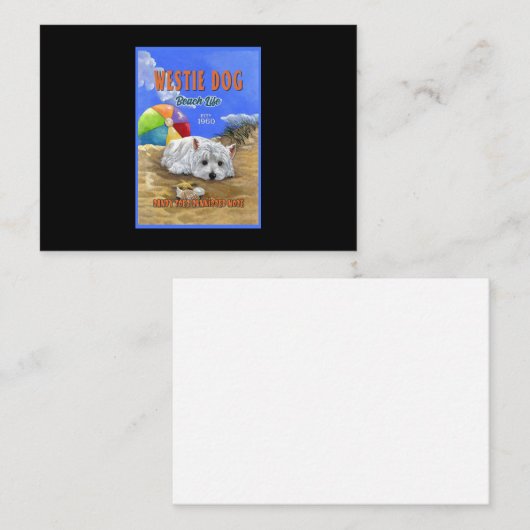Westie Dog Beach Life ノートカード (正面/裏面)