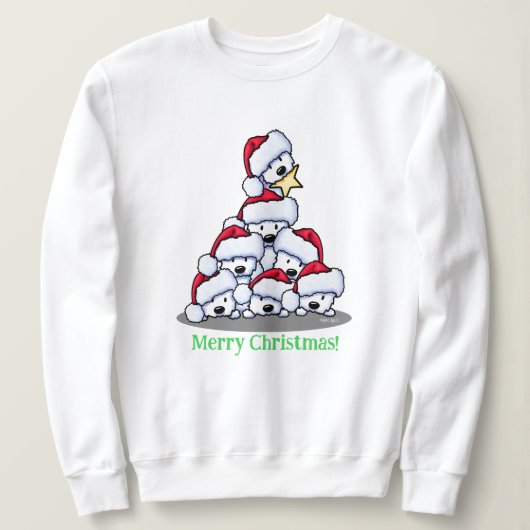 Westie Dog Christmas Tree T-Shirt スウェットシャツ (デザイン正面)