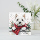 Westie Dog Cute Festive Holiday Card (スタンド正面)