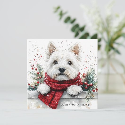 Westie Dog Cute Festive Holiday Card (スタンド正面)