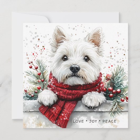 Westie Dog Cute Festive Holiday Card (正面)