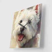Westie dog watercolor portrait スクエア壁時計 (傾斜)