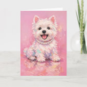Westie Elegant Pink Portrait カード (正面)