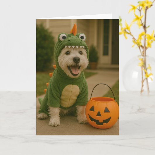 Westie Halloween カード (黄色い花)