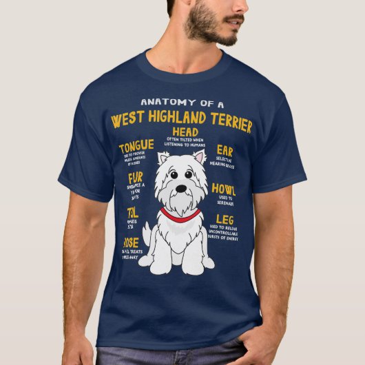 Westie Highland Terrier Anatomy Funny Dog Mom Tシャツ (正面)