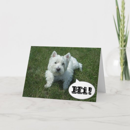 Westie in the Grass Photo Greeting Card カード (正面)