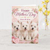 Westie Mother's Day Card from All of Us カード (黄色い花)
