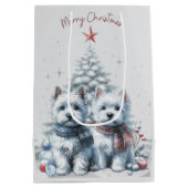 Westie Pair Christmas Gift Bag ミディアムペーパーバッグ (裏面)