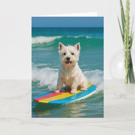 Westie Surfing Greeting Card - Blank カード (正面)
