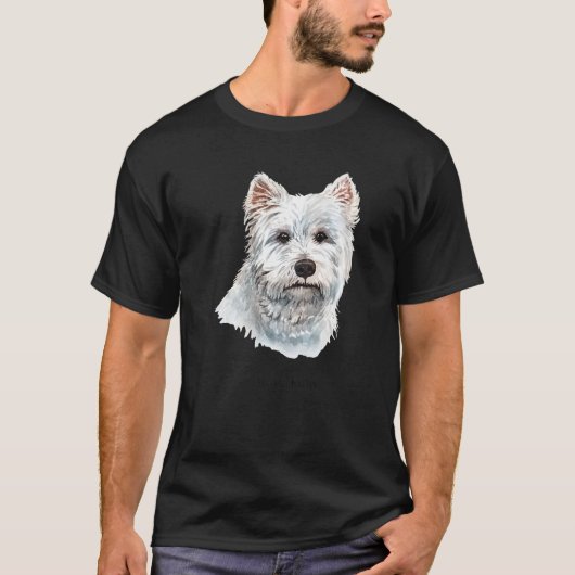 Westie Terrier White Dog Portrait Tシャツ (正面)