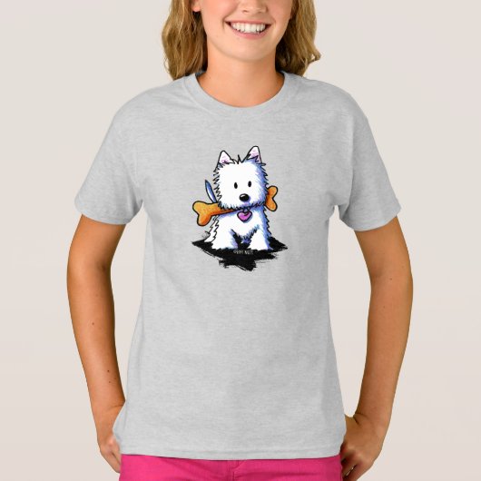 Westie with Bone KiniArt Tシャツ (正面)