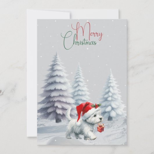 Westie With Gift Merry Christmas Card シーズンカード (正面)