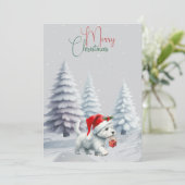 Westie With Gift Merry Christmas Card シーズンカード (スタンド正面)