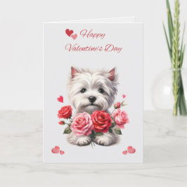 Westie with Hearts Valentine's Day Card シーズンカード