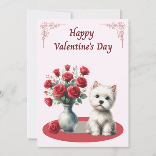 Westie with Roses Valentine's Card シーズンカード (正面)