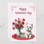 Westie with Roses Valentine's Card シーズンカード (正面/裏面)