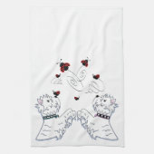 Westiesおよびてんとう虫 キッチンタオル (縦)