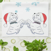Westiesおよび雪片 キッチンタオル (折り畳み)