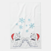 Westiesおよび雪片 キッチンタオル (縦)
