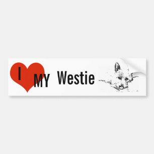 Westies愛、白黒スケッチ バンパーステッカー