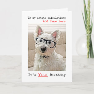 Westie's With Glasses、ハッピーバースデー、名前の追加 カード
