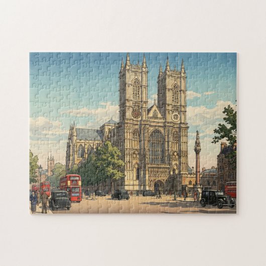 Westminster Abbey Japanese Woodblock Print ジグソーパズル (横)