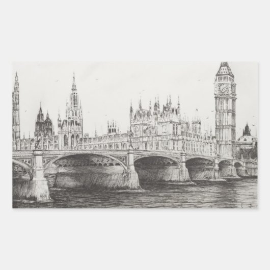 Westminster Bridge London UK.30/10/2006 長方形シール (正面)
