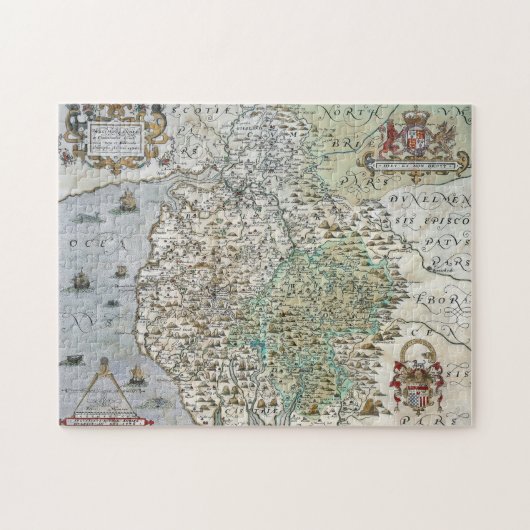Westmorlandおよびカンバーランド| 1576年の地図 ジグソーパズル (横)